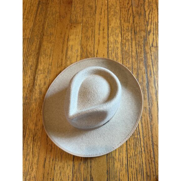 Gigi Pip Hat Fedora Fitted Womens 57 Beige Australian Wool Wide Brim Rancher - Picture 4 of 7